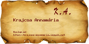 Krajcsa Annamária névjegykártya